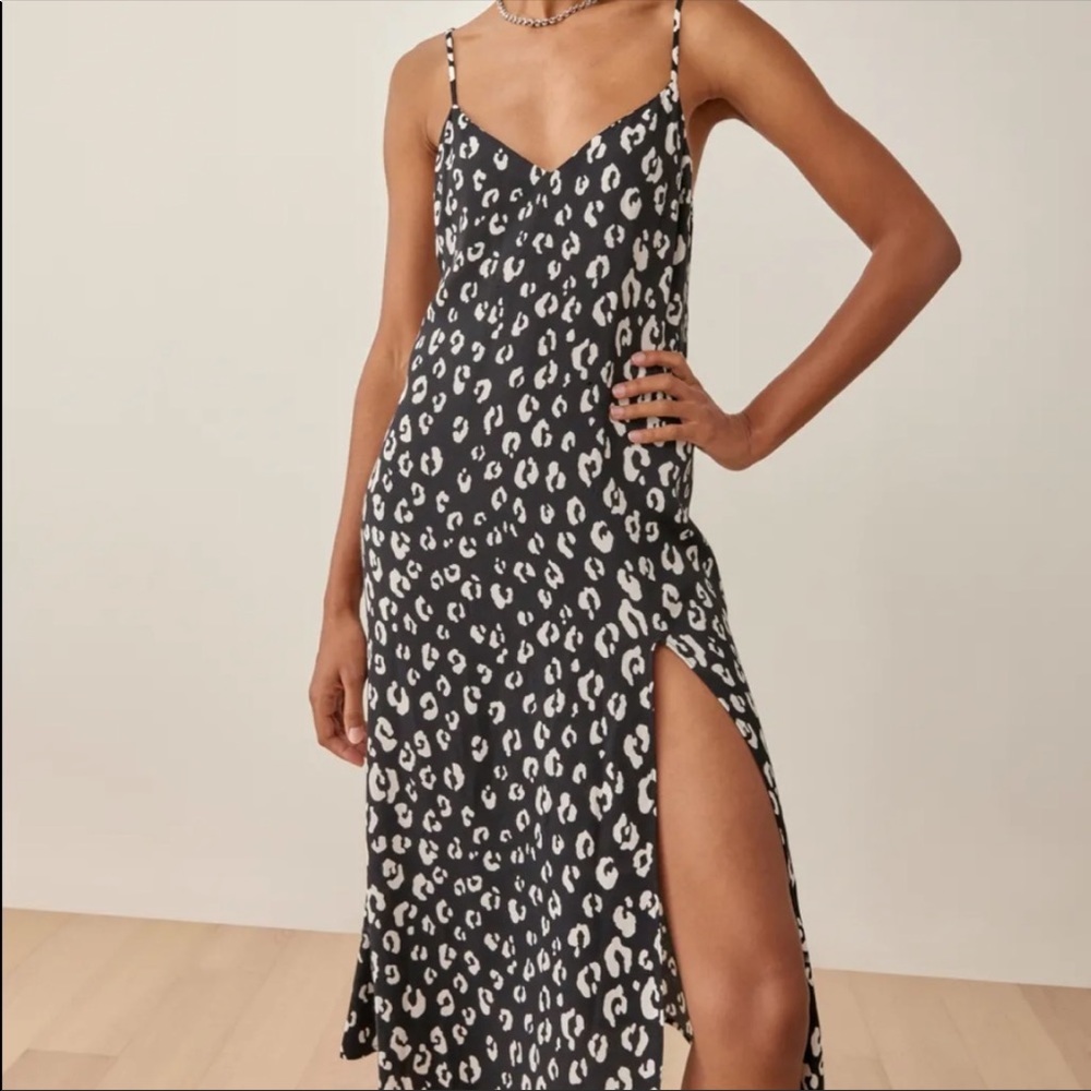 Reformation Black Midi Dress with Elegant Silhouette